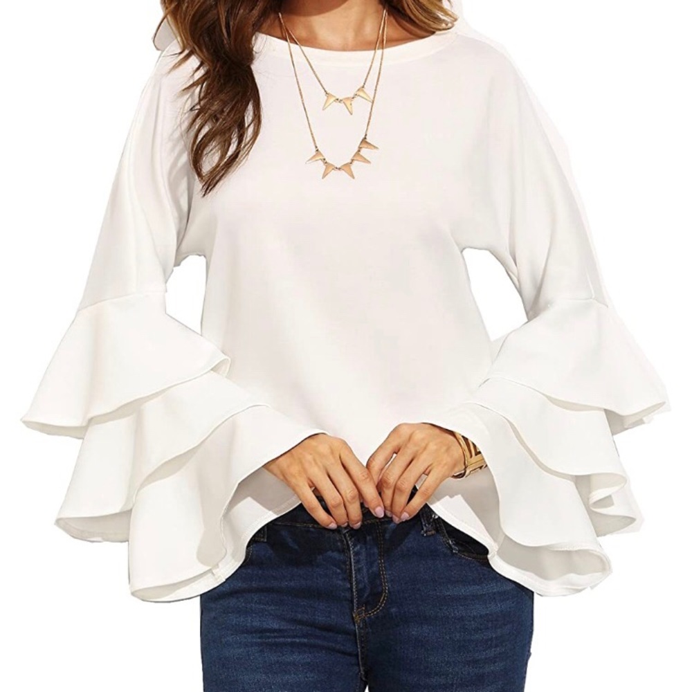 White ruffle sweater